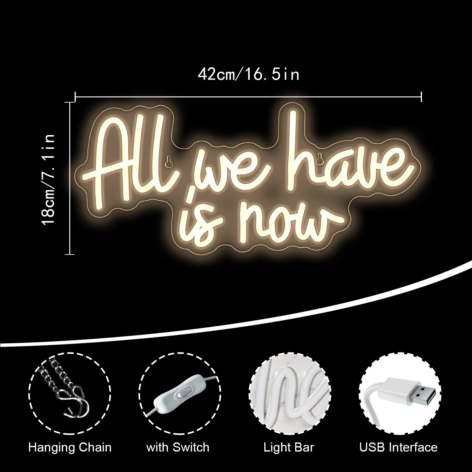 Lámpara Led de neón con letras para decoración de habitación, lámpara de neón regulable con USB, todo lo que tenemos es ahora, para fiesta, Bar, boda, hogar, dormitorio