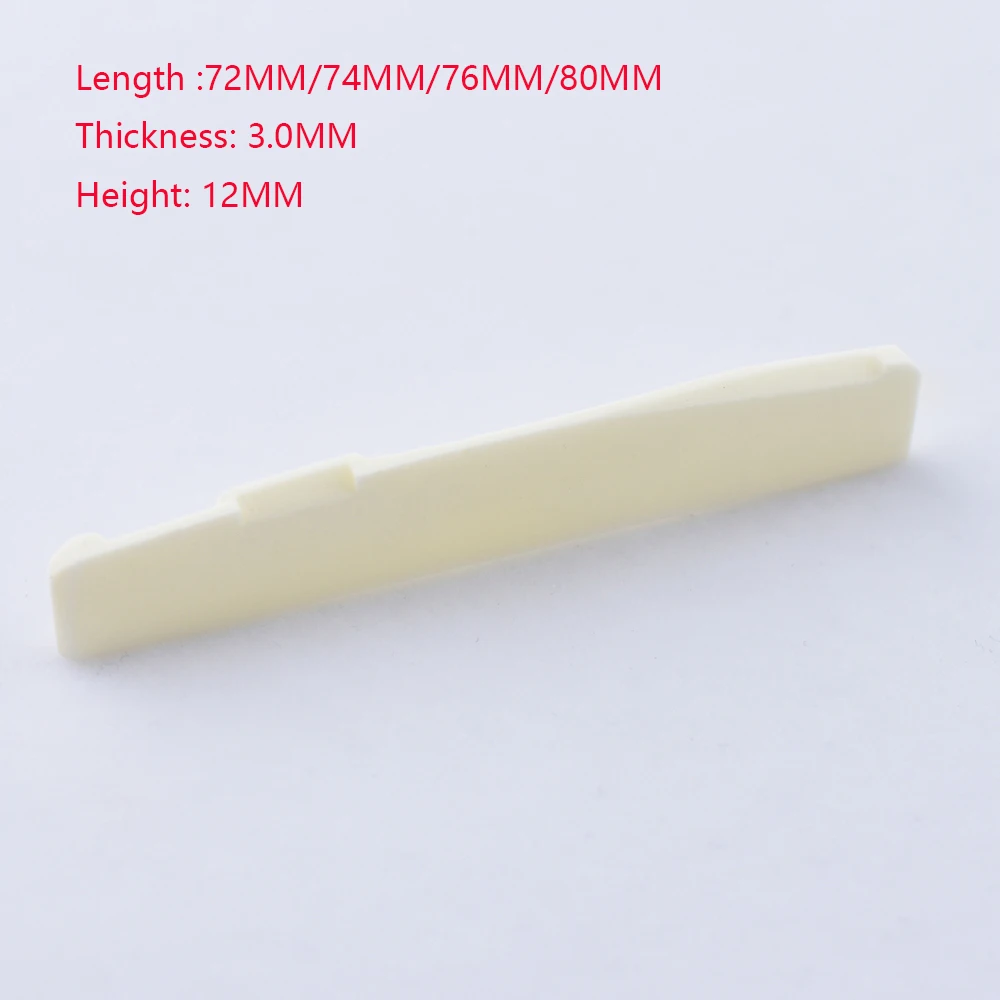 1 Piece Real  Bone  Bridge Saddle  For Folk  Acoustic  Guitar   72MM/74MM/75MM/76MM/80MM