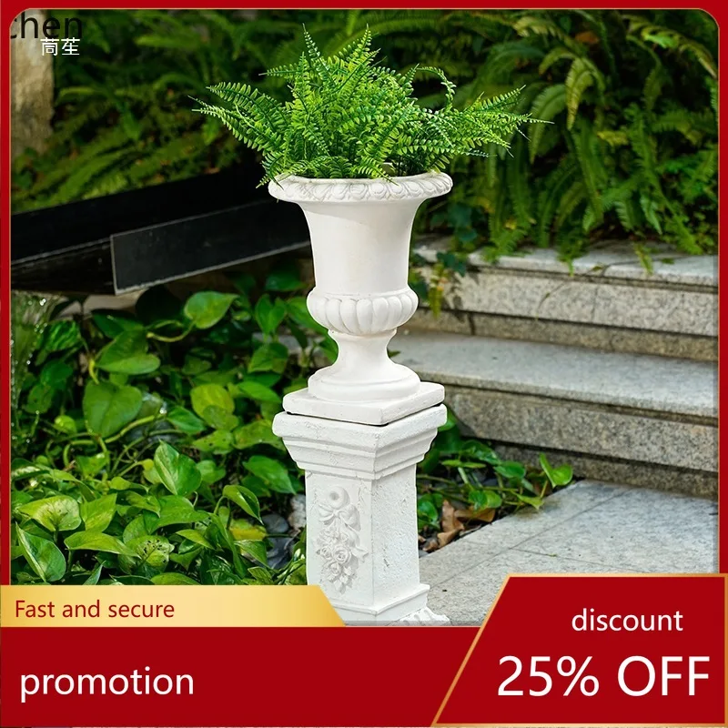 

HXL Simple Roman Flower Pot Set Outdoor Courtyard Decoration Garden Landscaping Ornament