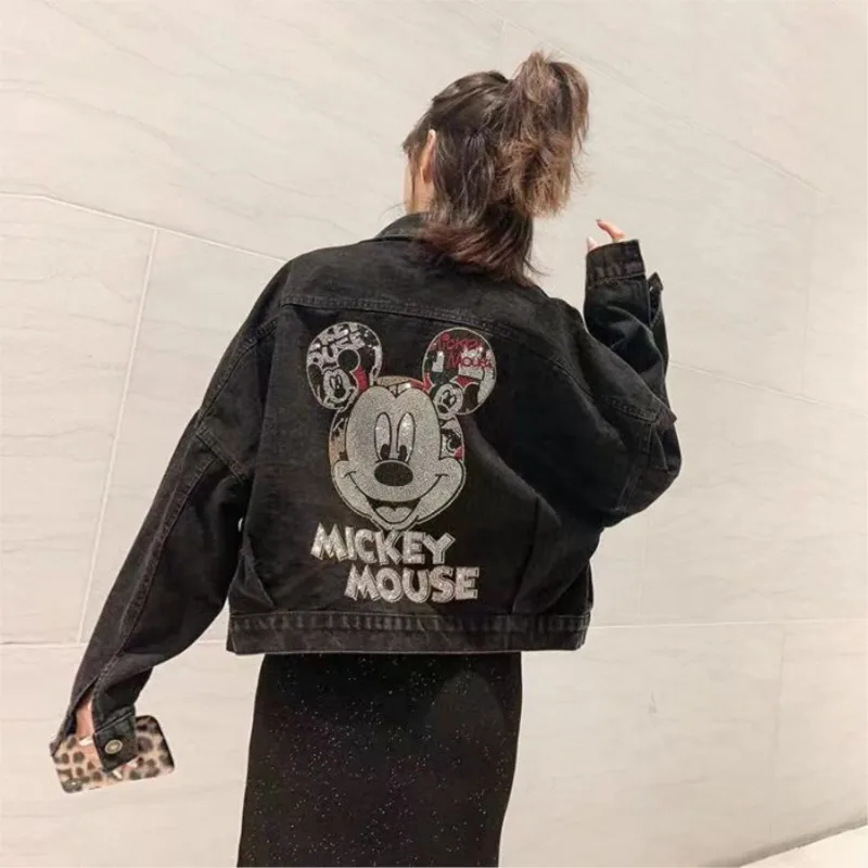 New outerwear Female Top Fashion Jackets Autumn Cotton Loose Casual Cartoon Mickey Print Women\'s Denim Jacket popular