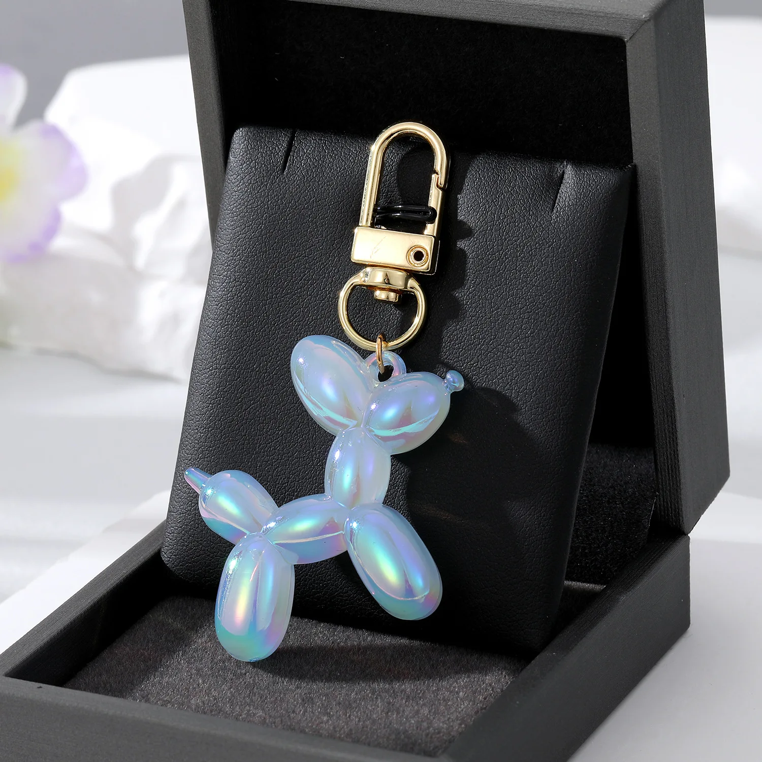 2023 Cartoon Animal Balloon Dog Couple Keychains Key Ring For Women Men Cute Pet Puppy Bag Key Aesthetic Keychain Accessories