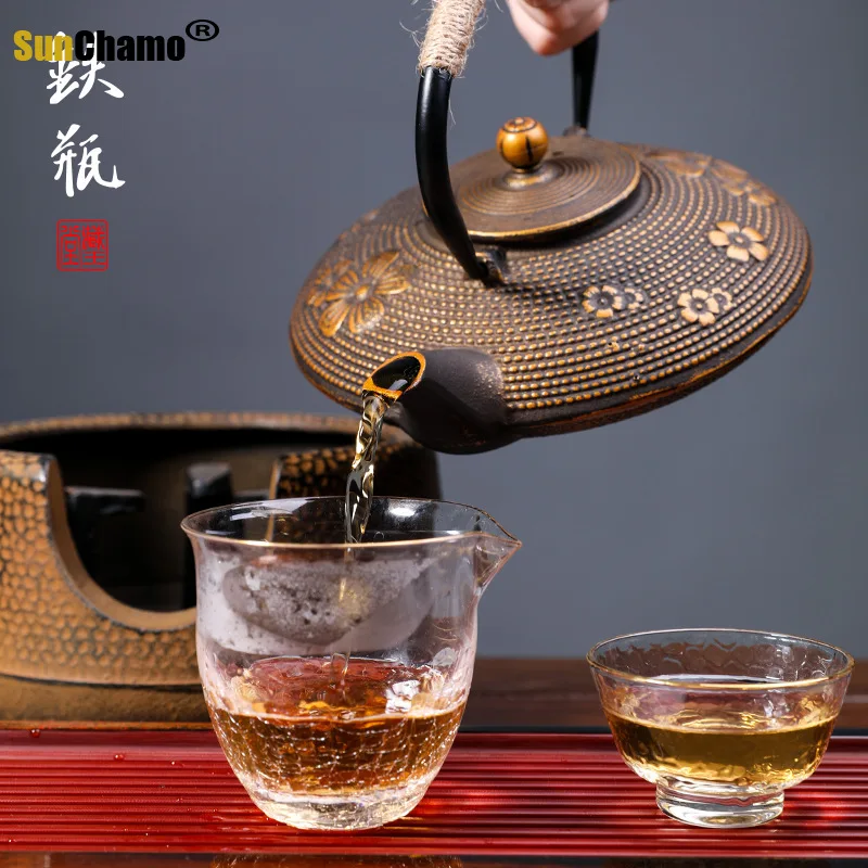 900ml Cast Iron Cherry Blossoms Kettle Teapot Accessories Set House Decor for Friends Family Wedding Lovers Kung Fu Tea Set