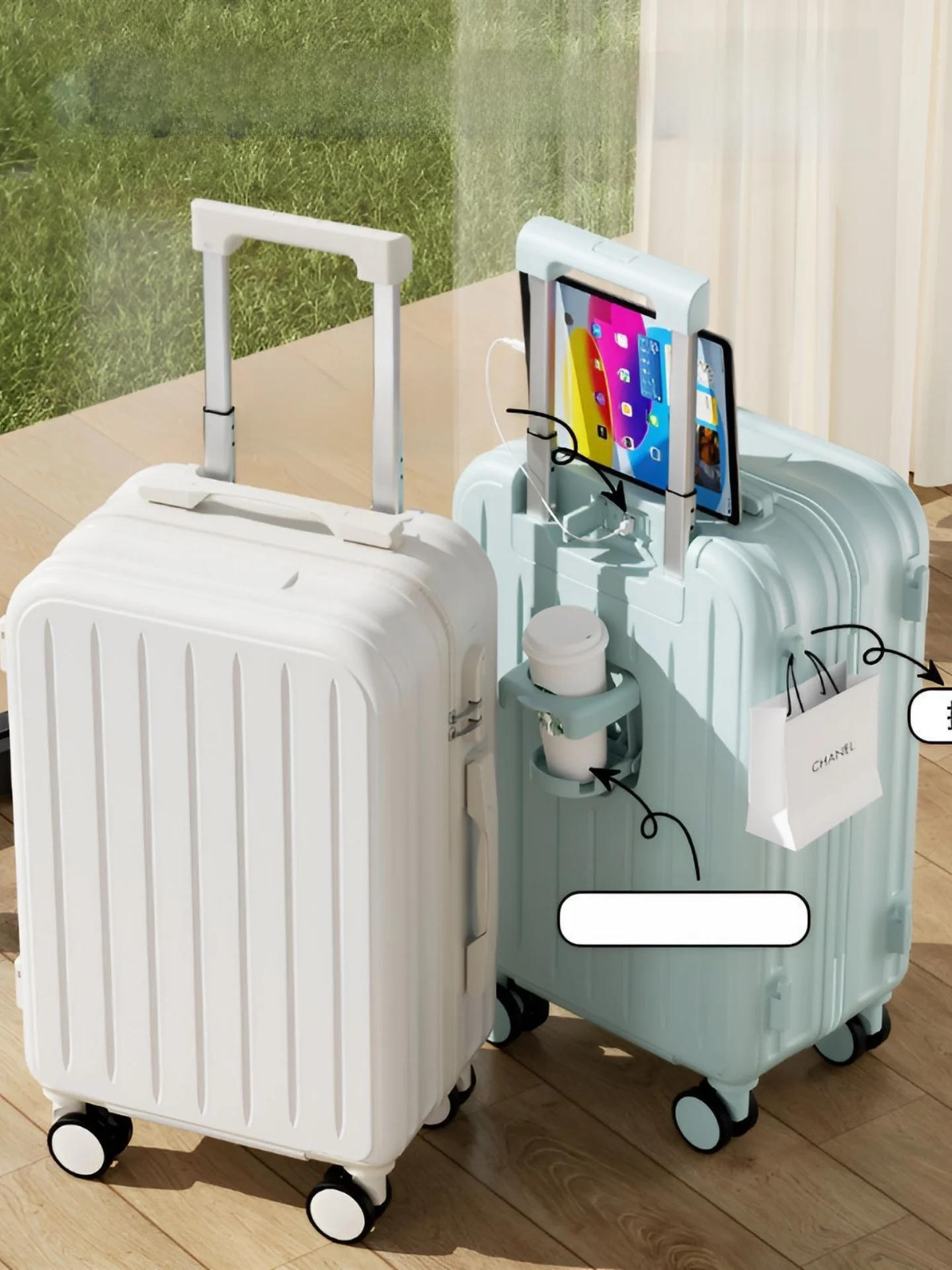 旅行スーツケース耐久性のある荷物女性用小型20インチプルロッドバッグ母子24インチ強力パスワードレザーボックス