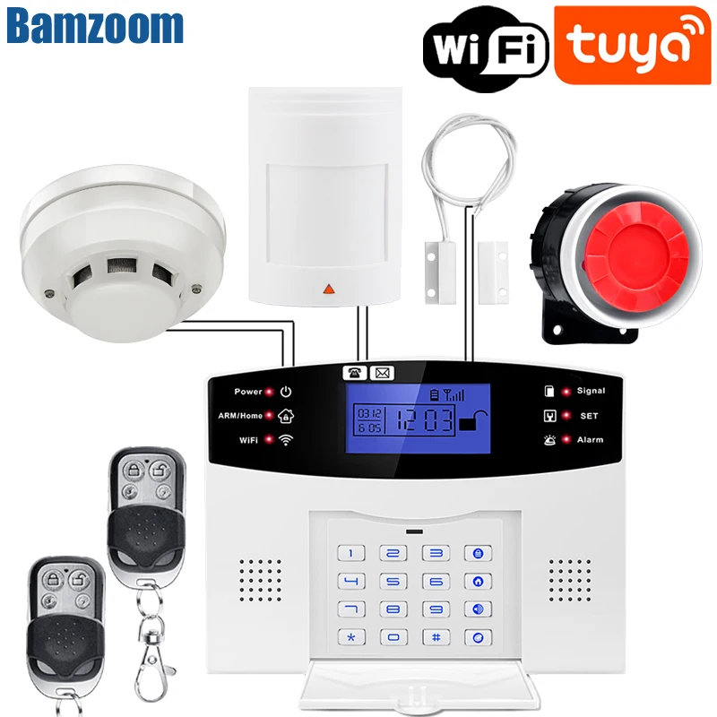 Tuya WIFI Home Alarm System Wireless Wire Detector Security Burglar Smart Home APP Control with Wirelss PIR Motion Sensor