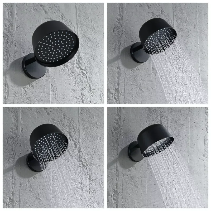Matte Black High-end Bathroom Brass Multifunctional Concealed Shower Head Set Wall Mounted Embedded Rain Shower System