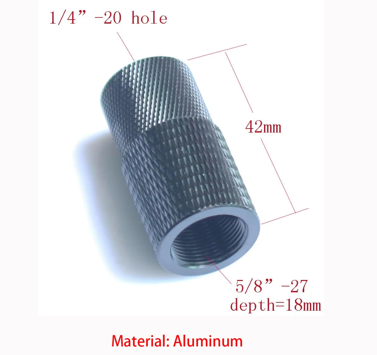Microphone Stand 5/8"-27 Female to 1/4"-20 female fr Mic rod and camera tripod，5/8 to 1/4 double female adapter, 5/8" to 1/4"