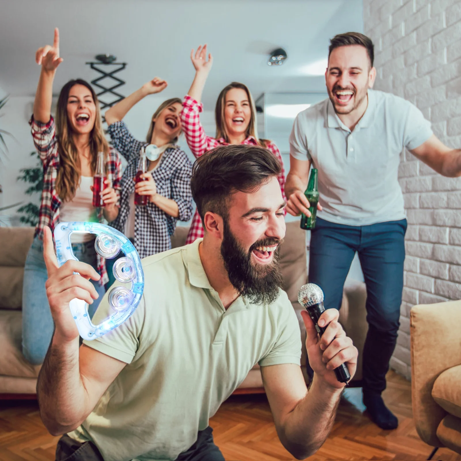 12 قطعة Handbell المعدني ضوء وماض خواتم النيون اكسسوارات الحفلات لشريط ديسكو Ktv يهتف الرقص اكسسوارات الحفلات