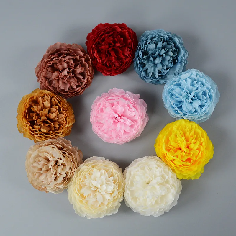 

12CM 10Colors Artificial Silk Peony Flower Heads For DIY Wedding Bouquet Wall Arch Props Accessory Festival Supplier Decoration