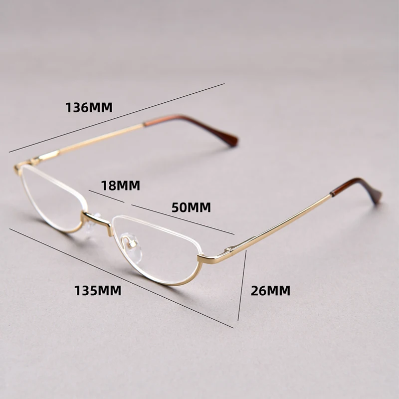 Halbrahmen-Lesebrille für Herren, hochwertige runde Legierung, Lupen, Brillenrezept, 0 bis +4, klare schmale Brille für Damen – Detail 1