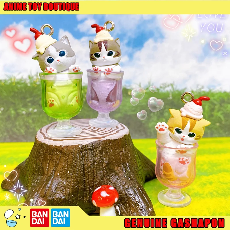 

Bandai Genuine Mofusand Action Figure Gashapon Cute Soda Water Cat Pendant Keychain Pudding Cold Drink Gift Children Original