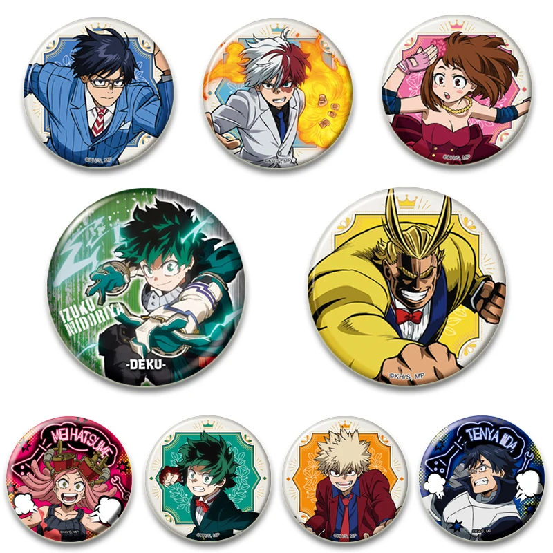 58MM Anime My Hero Academia Brooch Badge Simple Fashion Button Pins Snap in Design Brooches for Bag Clothes Accessories