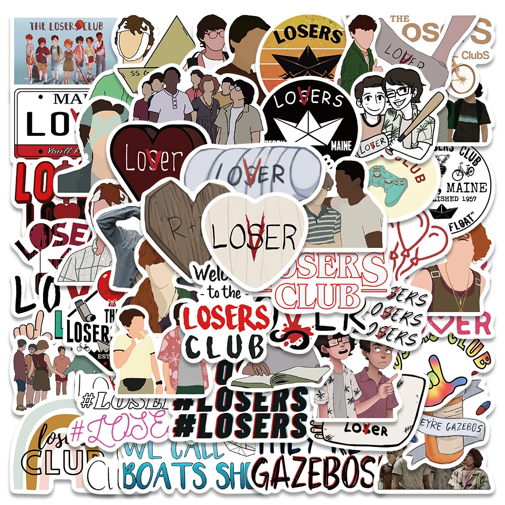 50pcs Funny Cartoon The Losers Club Stickers For Luaggage Guitar Phone Waterproof Graffiti Laptop Decals