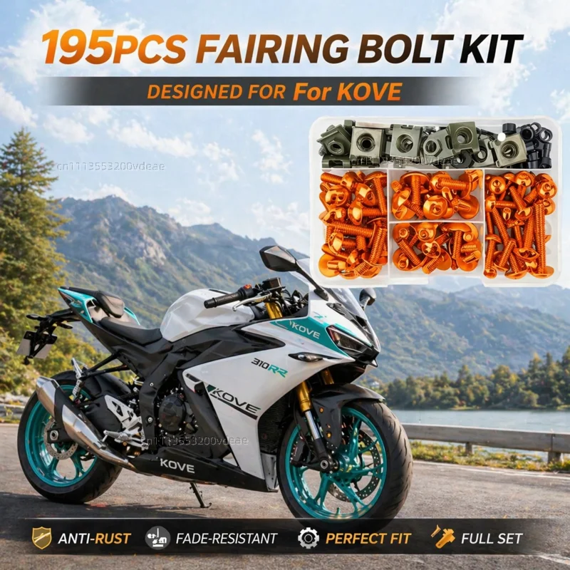 195Pcs Motorcycle Aluminum Fairing Bolt Screws Kit Nut Clips For KOVE 800X Pro/Rally 525X 500X 400X 800 525 500 400 X CNC