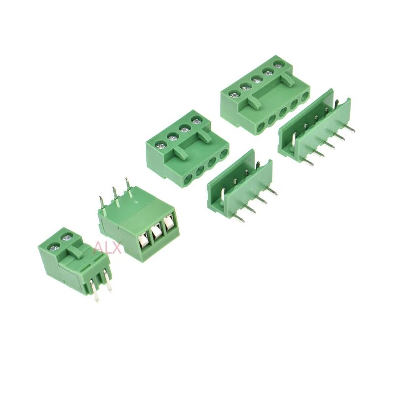 5/10set Ht5.08 2/3/4/5/6/7/8/9 Pin Right Angle Pcb Screw Terminal Block Connector 5.08mm Pitch Plug + Straight Pin Header Socket