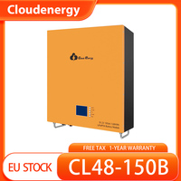 Cloudenergy 48V 150Ah Wall Mounted Lithium LiFePO4 Deep Cycle Battery Pack, 7680Wh Energy, 6000+ Life Cycles, Built-in 100A BMS