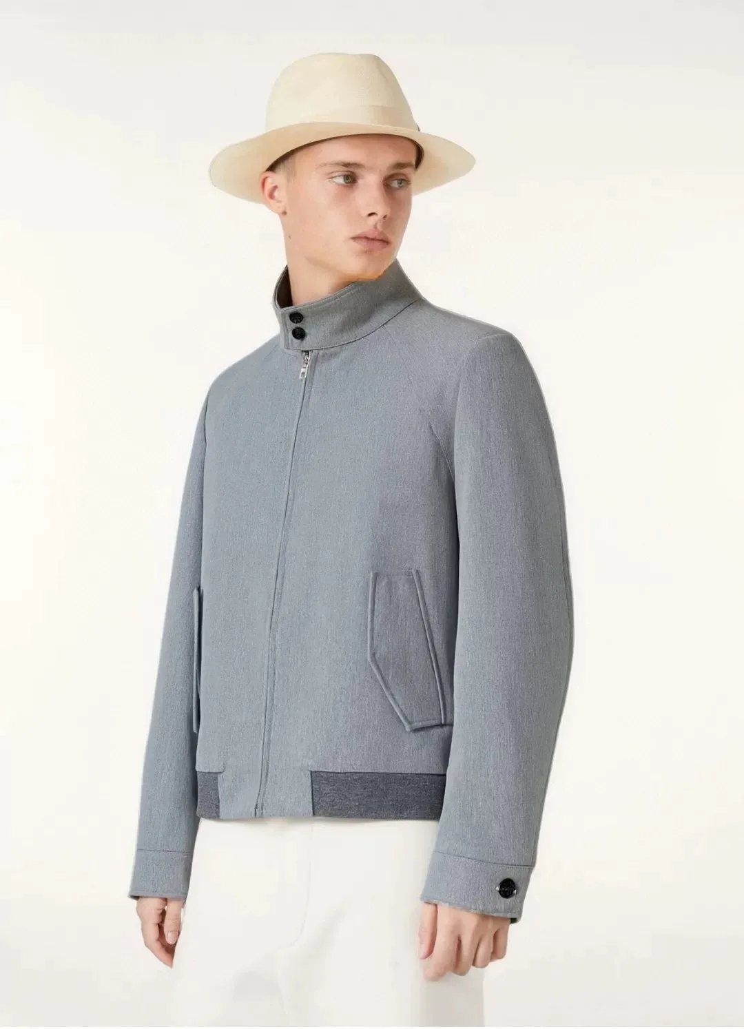 

Busin Casual Comfortable Men's Stand Collar Jaet Outerwear Stand Fit Zipper Closure Long Sve Pure Color MHTO