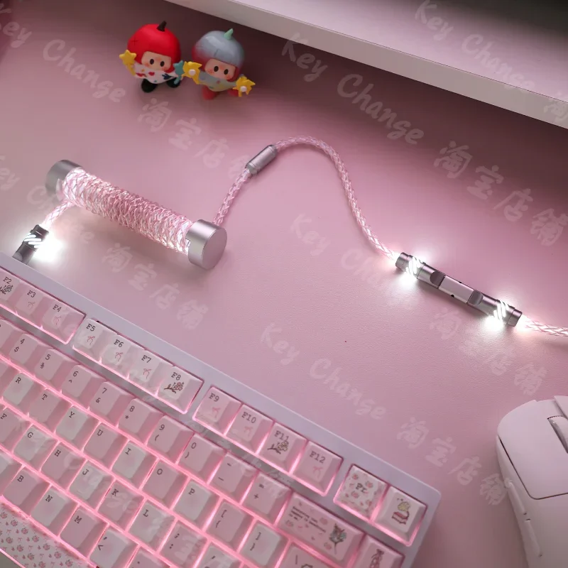 Metal Hollow Out 8k Aviator Cable Rgb 2-in-1 Series Luminous Type-c Spiral Mechanical Magnetic Keyboard Cable Counterweight Rod