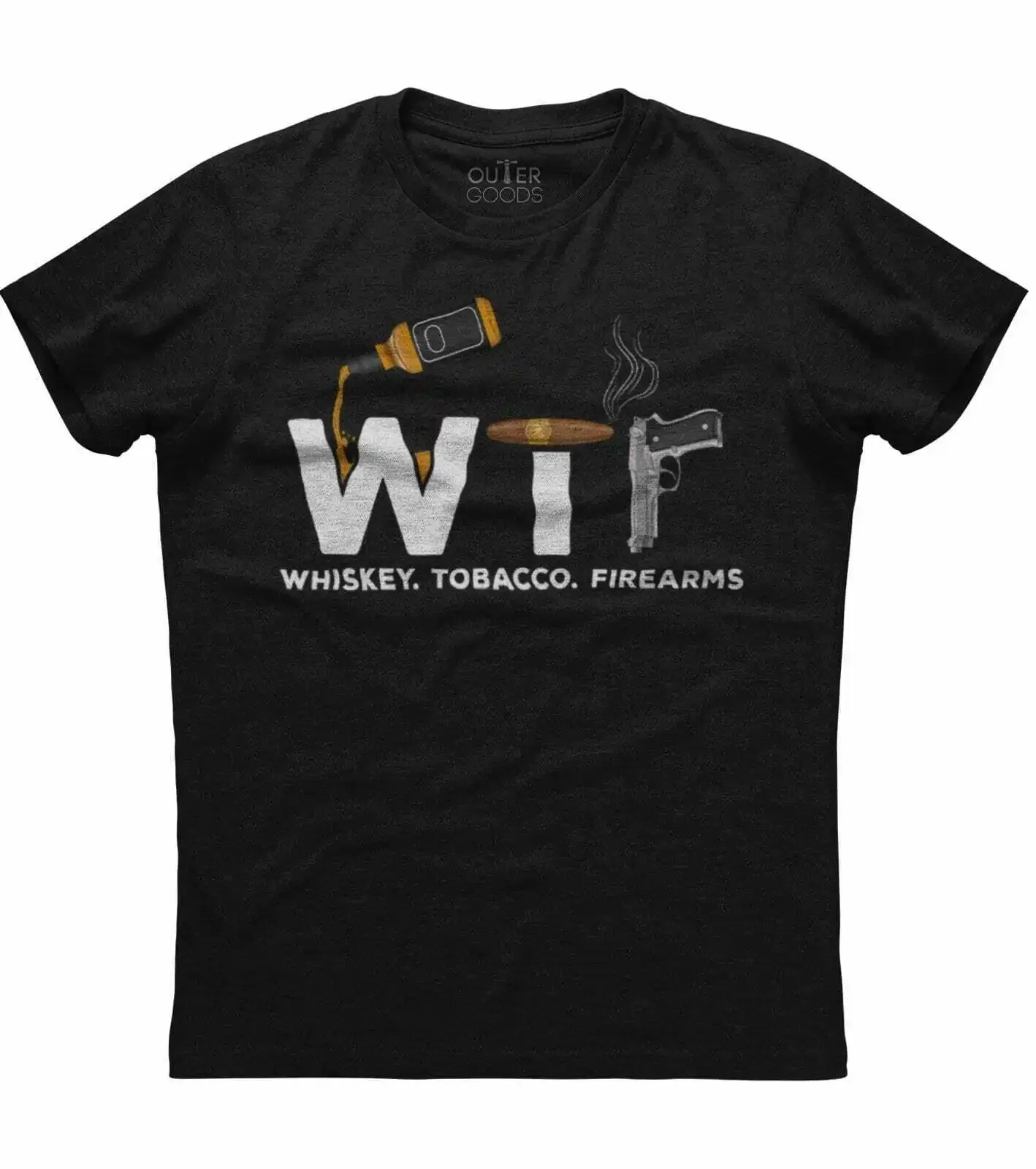 Whiskey Tobacco Firearms. Funny Graphic Printed Patriotic T-Shirt. Summer Cotton O-Neck Short Sleeve Mens T Shirt New S-3XL