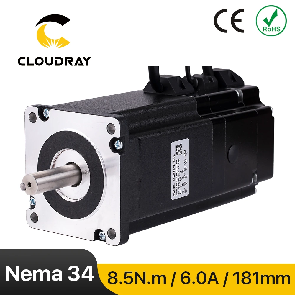 Cloudray Nema 34 Двигатель с замкнутым контуром 6,0 А 8,5 Нм с тормозным шаговым двигателем для гравировального фрезерного станка с ЧПУ