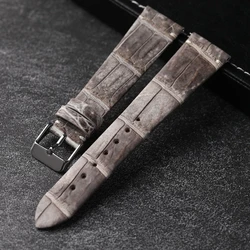 Handmade Luxury Leather Crocodile Leather Strap  20MM*16MM Leather Vintage Grey Soft And Ultra-Thin, Quick Release Men Bracelet