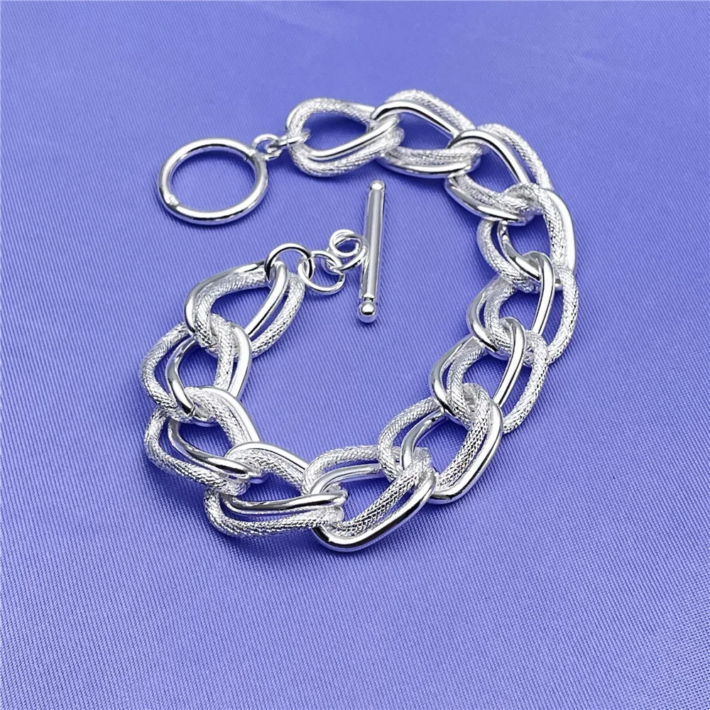 Andara925 sterling silver bracelet fashion double ring bracelet women engagement jewelry gift