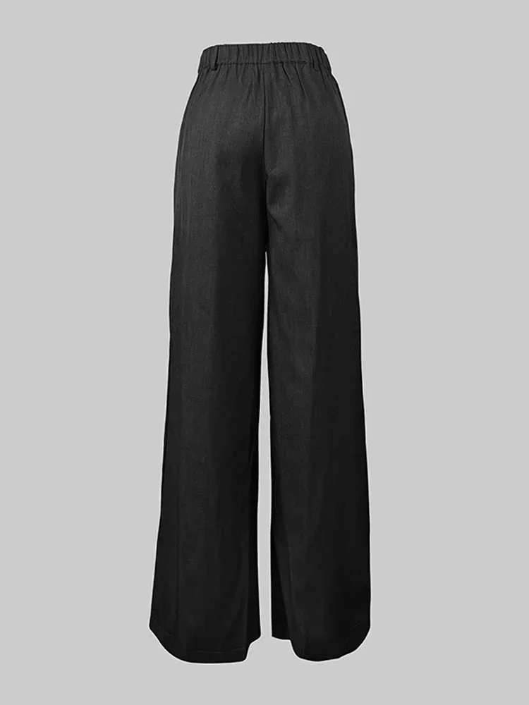 Beautyblue Women's Suit Pants Gray Black Wide Leg Trouser New Fashion Asymmetric High Waisted Split-Joint Spring Female Clothing