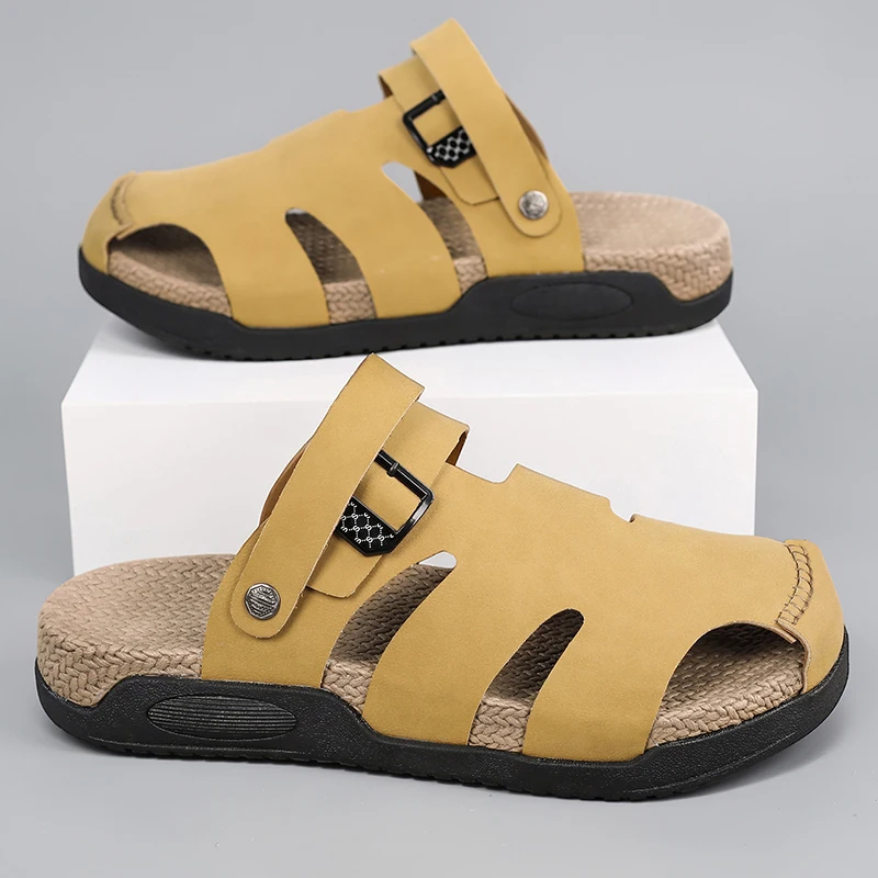 

Men's Fashion Cork One strap sandals summer new soft sole Non slip Quick Dry lightweight casual Slide outdoor Beach pool sandals