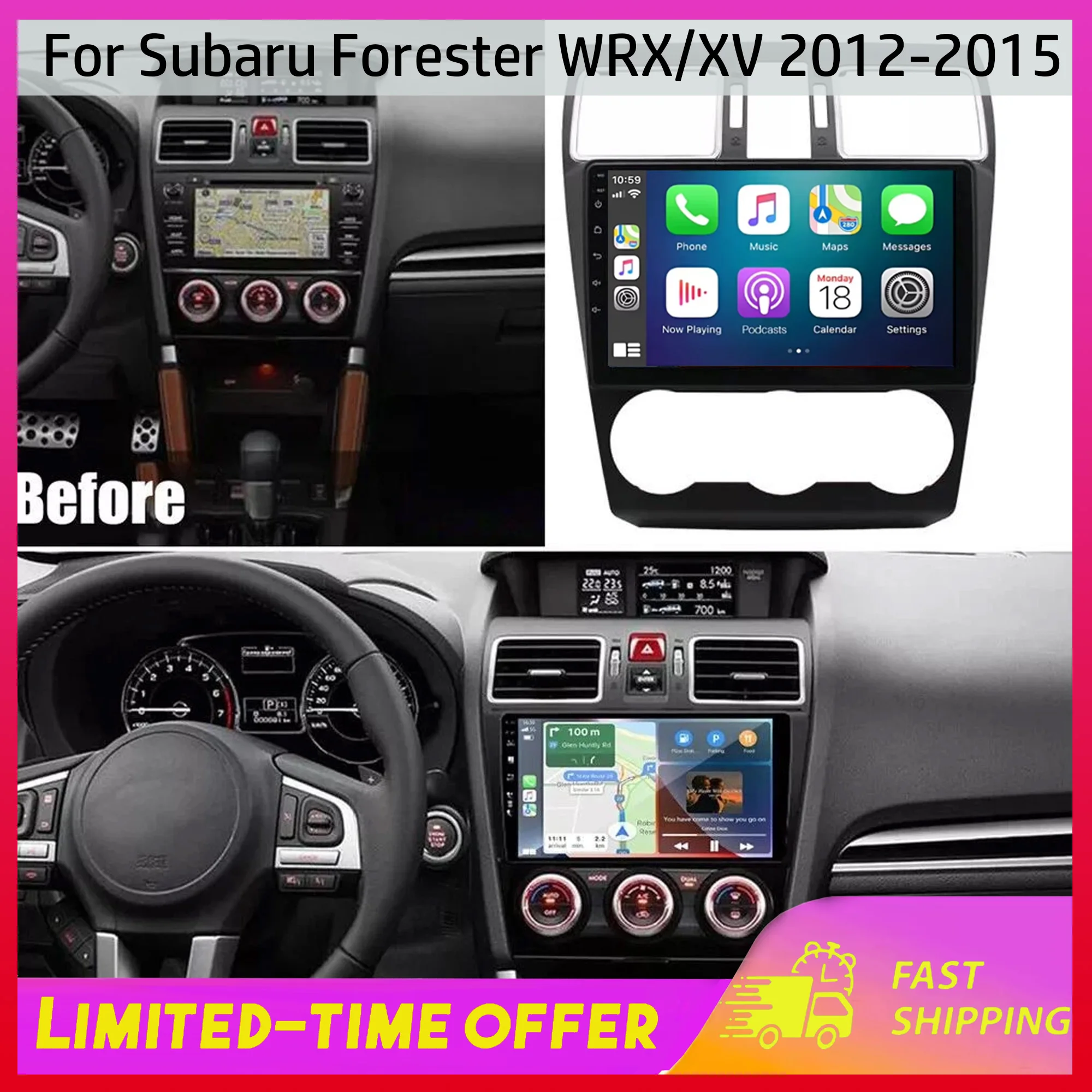 

Автомагнитола 2 DIN для Subaru Forester WRX/XV 2012-2015 с CarPlay/Android Auto, GPS-навигацией и интеллектуальной мультимедийной системой