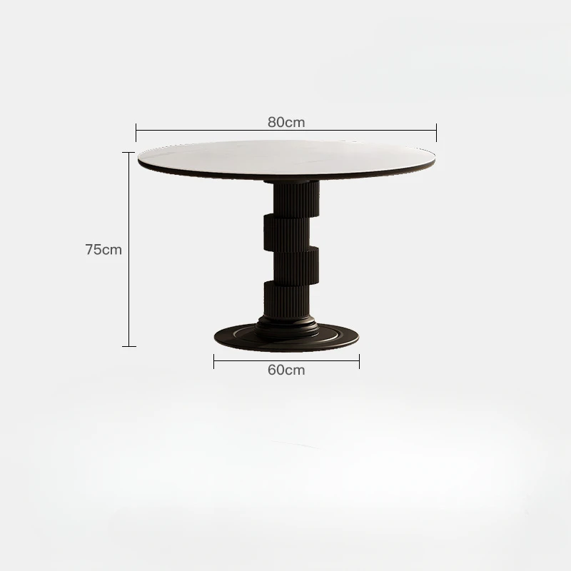 Gentleman's Relaxed Retro Style, Silent Wind, Round Roman Pillar, Rock Plate, Dining Table and Chair Combination, Simple