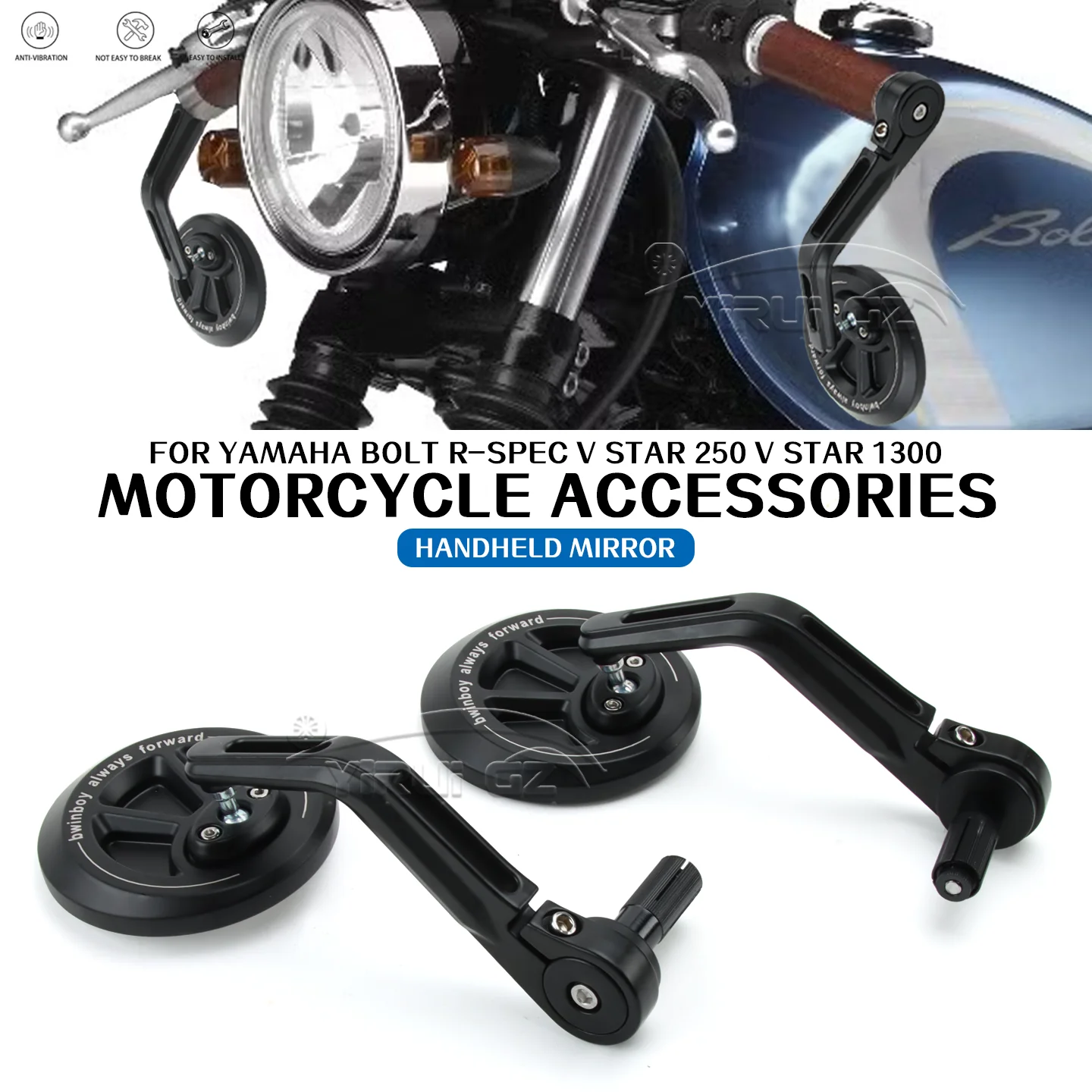 FOR YAMAHA Bolt R-Spec Motorcycle Rearview Handlebar Rearview Mirrors Handlebars Side Mirrors V Star 250 V Star 1300 V Star 250