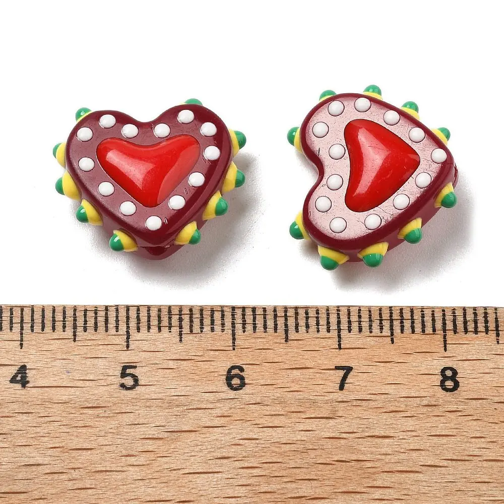 PandaHall 25 Stück Backlack-Glasperlen in Herzform, Emaille-beschichtet, 16-17x18x7mm, 1,2mm Loch für DIY Schmuck- und Halskettenherstellung – Detail 32