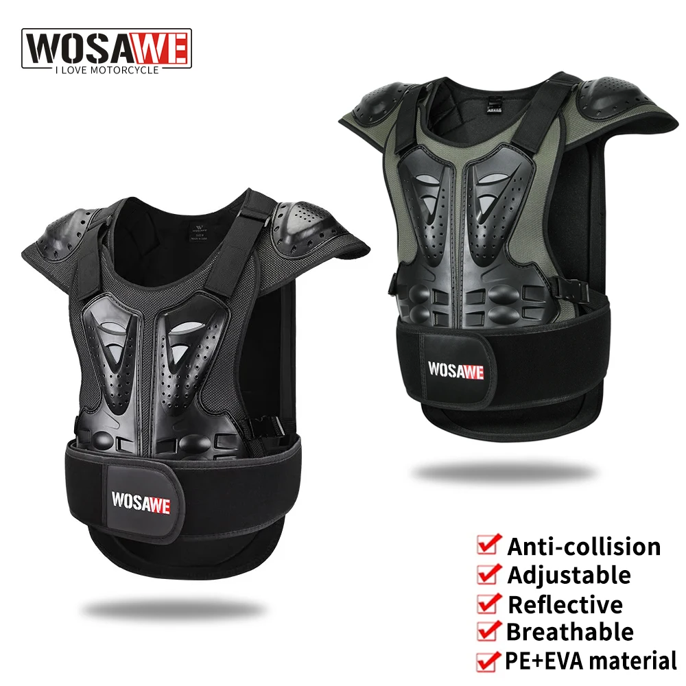 WOSAWE Motorcycle Armor Adult Protection Gears Chest Back Protector Outdoor Racing Moto Motocross MTB Dirt Bike Body Armour Vest