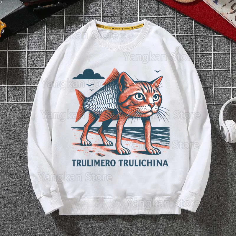 الإيطالية Brainrot نكتة الفكاهة الرجال الهيب هوب البلوز هوديي الشارع الشهير Harajuku كنزة قطيفة الشتاء الخريف هوديي