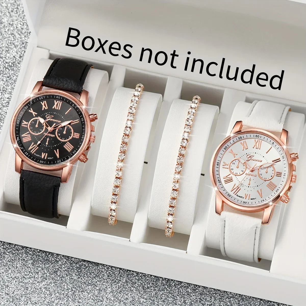 Casual Style Women's Quartz Wrist Watch Set with Roman Numerals, Round Zinc Alloy Case, PU Leather Band(No Box Included)