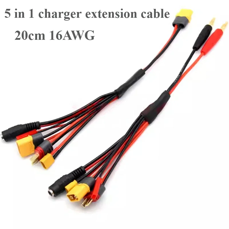 

20cm 16AWG 4.0mm Banana Plug/XT60 to XT60 XT30 JST DC5.5*2.1 Charger Adapter Cable for IMAX B6 ISDT Charger RC FPV Racing Drone