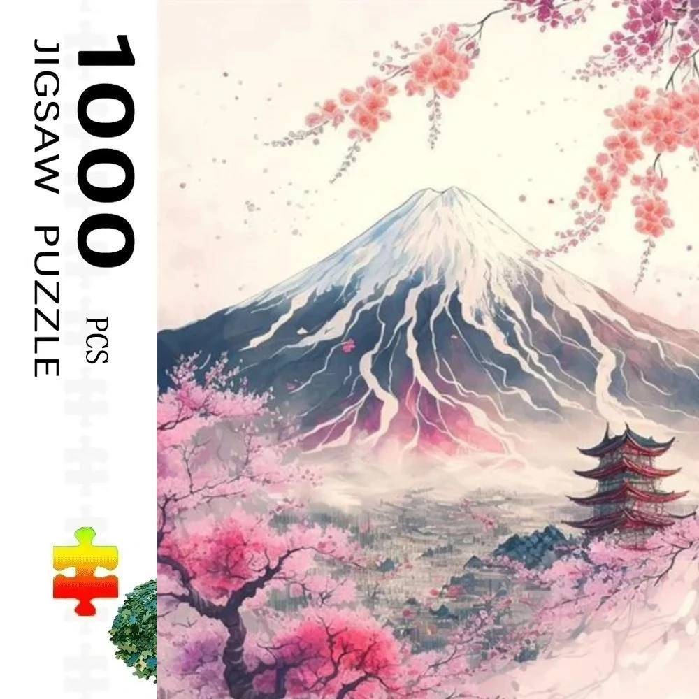 

500/1000pcs Adult Jigsaw Puzzles Cherry Blossom Japan Suitable for Adults & Families - Challenging Large Pieces, Portable
