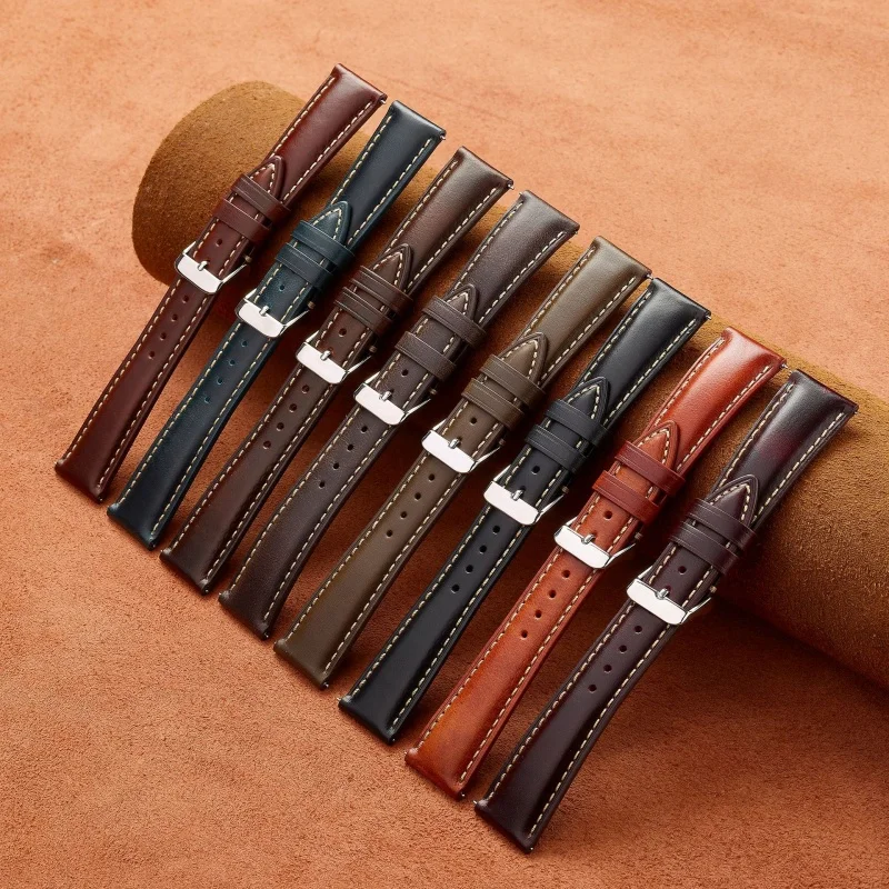 

20mm 22mm Quick Release Soft Retro Oil Wax Leather Watch Strap Replacement for Universal Waterproof Watch Band Bracelet