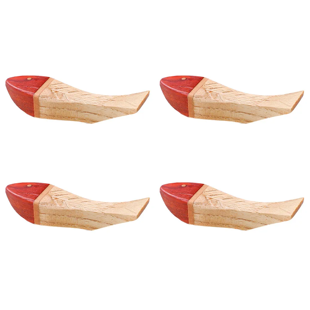 4Pcs Cartoon Fish Shaped Wooden Chopstick Rack Redwood Chopsticks Rest Lightweight Portable Reusable Kitchen Table Decor Fish