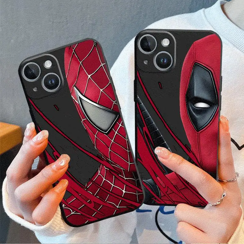 Marvel Spiderman Deadpool Cover Phone Case for iPhone 16 14 13 15 Pro Max 11 Pro 12 Mini SE X XS Max XR 7 8 TPU Soft