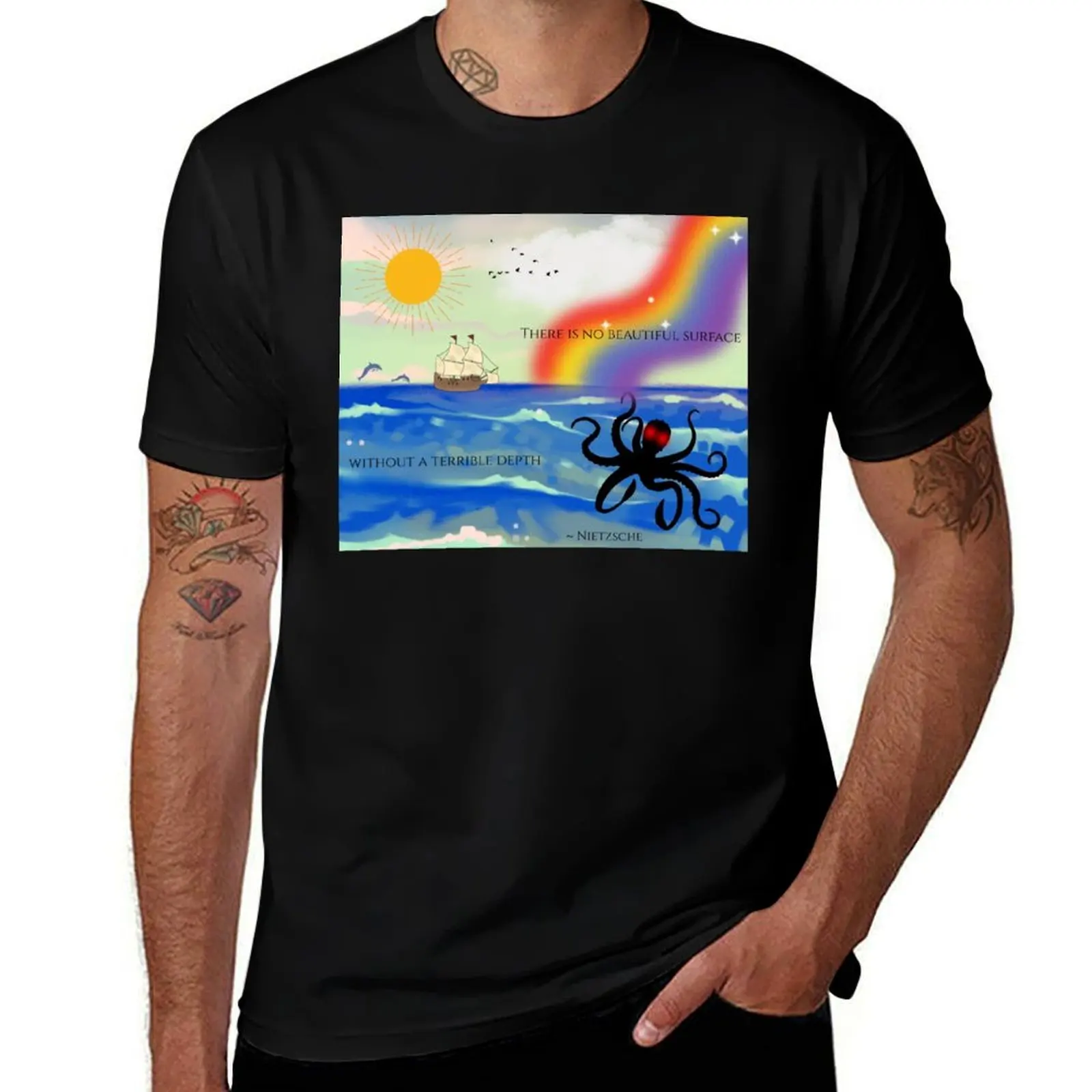 Nietzsche: Beautiful Surface, Terrible Depth T-Shirt Casual Daily Graphic Tee T-Shirt