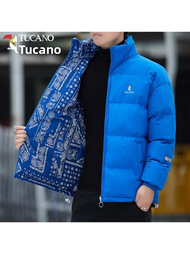 

TUCANO 2025 Autumn Winter Thiened Warm Stand Collar down Cotton Jaet Men's Double Sided Wear Youth Cotton Clothes