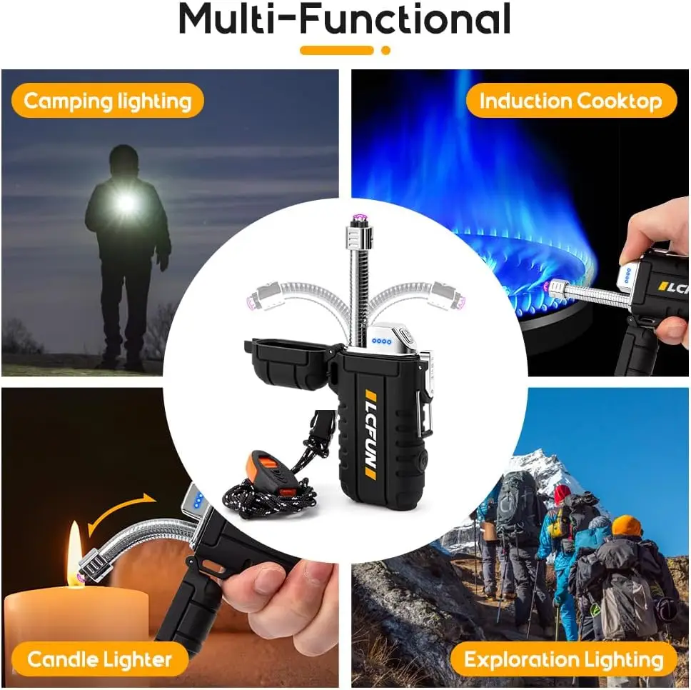 2023 NEW USB Tape-C Waterproof Lighter Arc Plasma Lighter 360 Rotation Ignition Outdoor Camping Windproof Lighter Smoking