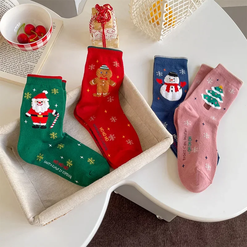 Christmas Socks Women\'s Fun Santa Claus Christmas Snowman Socks Kawaii Cartoon Animal Girl Cute Novelty Christmas Gift Socks