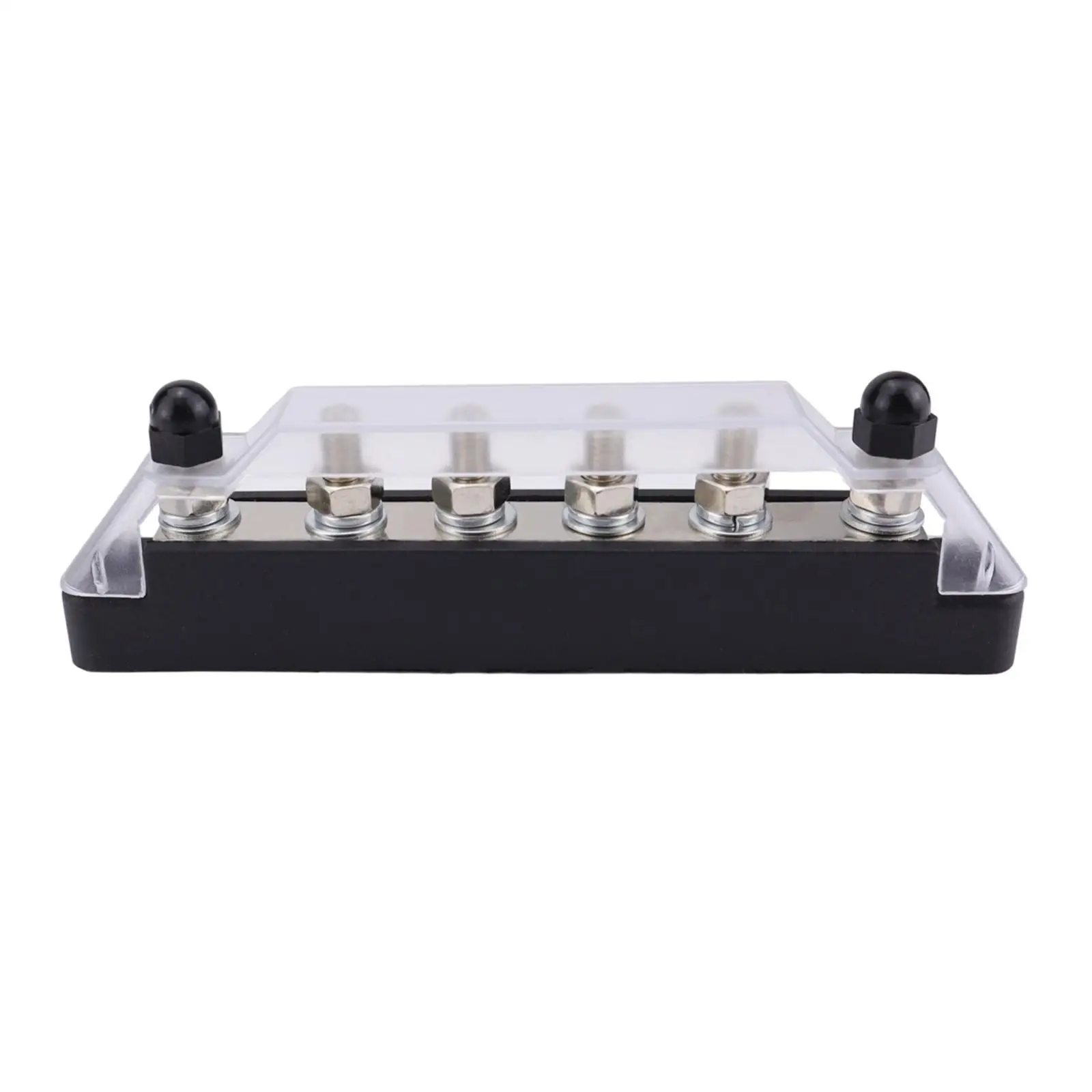 6 Way 150A Bus Bar Distribution Block Black Red Pair with Cover for Automotive Marine Caravan and Motorhome Power Needs