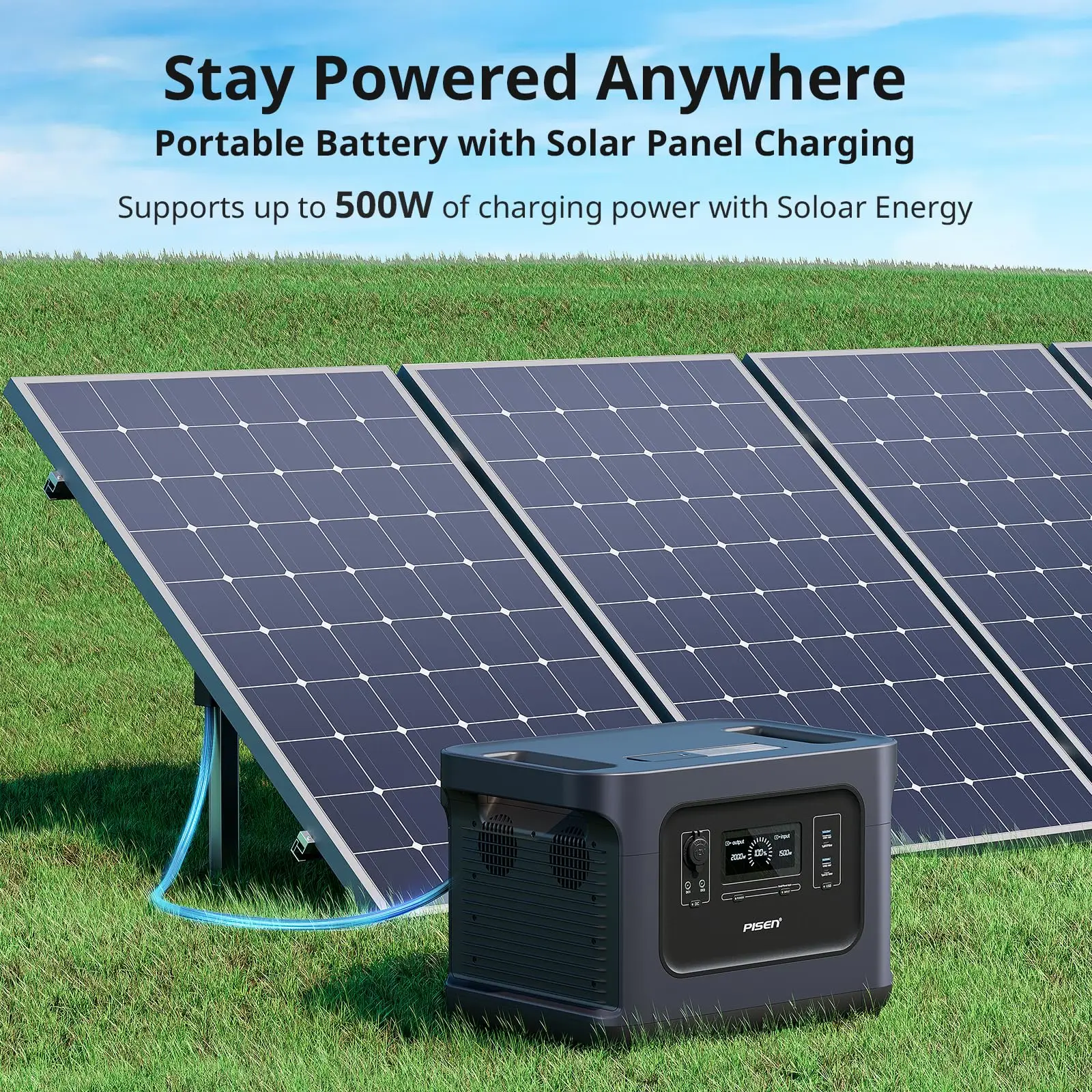 PISEN 2000W Outdoor Power Station Lifepo4 Portable Solar Generator 110v Power Station 2000w Energy Storage Battery