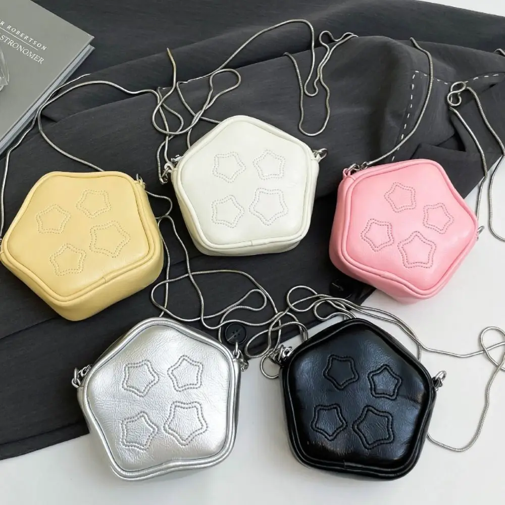 

Pu Leather Metal Chain Crossbody Bag Chain Large Capacity Star Printed Shoulder Bag Purse Small Bag Mini Lipstick Bag Women
