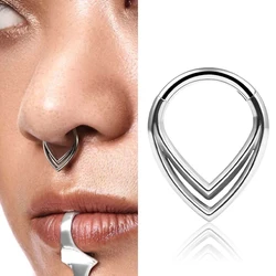 Vanku 16G Nose Rings Water for Women Drop Stainless Steel Septum Rings Hoop Cartilage Clicker Hoop Earrings for Rook Daith Tragu