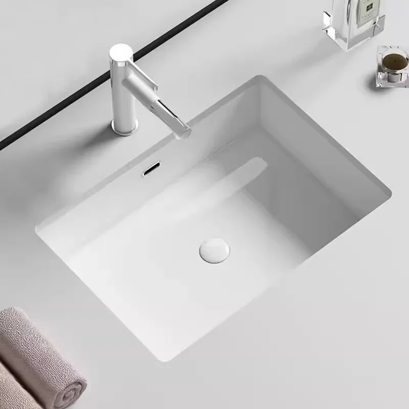 

Ceramic under-counter basin rectangular household wash basin large size bathroom balcony single basin flat bottom large capacity