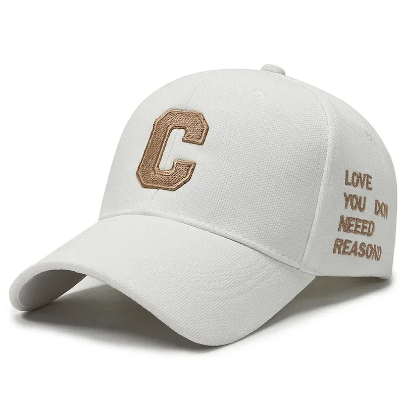 Boné de beisebol com letra C para homens e mulheres, boné camionista snapback, chapéu de algodão com letras 3D branco e dourado, marca de luxo verão