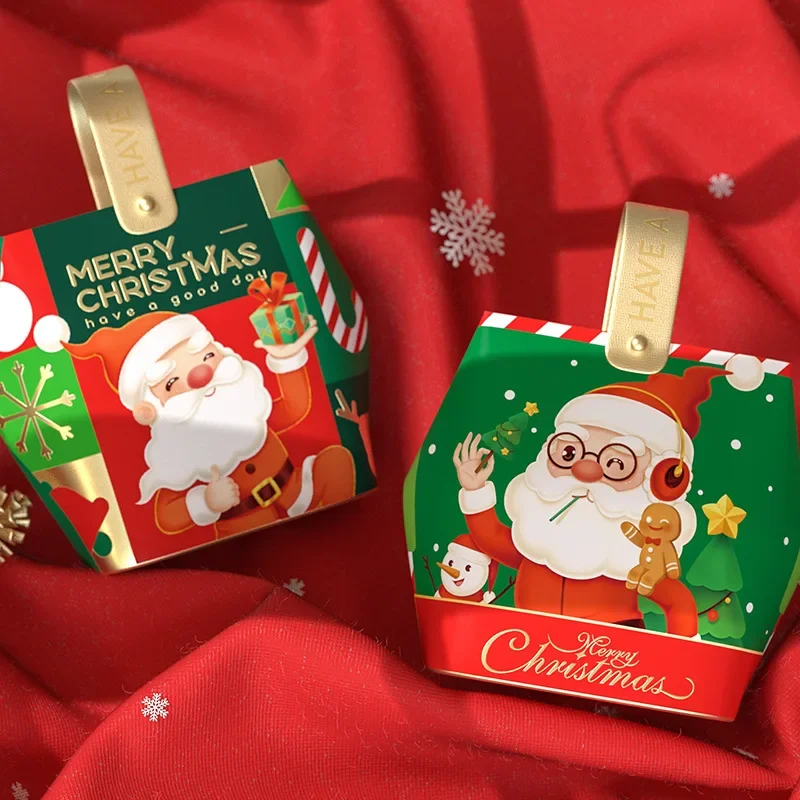 20 piezas nuevas cajas de regalo de cartón de Papá Noel, galletas de Chocolate de Navidad, embalaje de dulces, recuerdos de fiesta de Año Nuevo, caja de regalo de Navidad